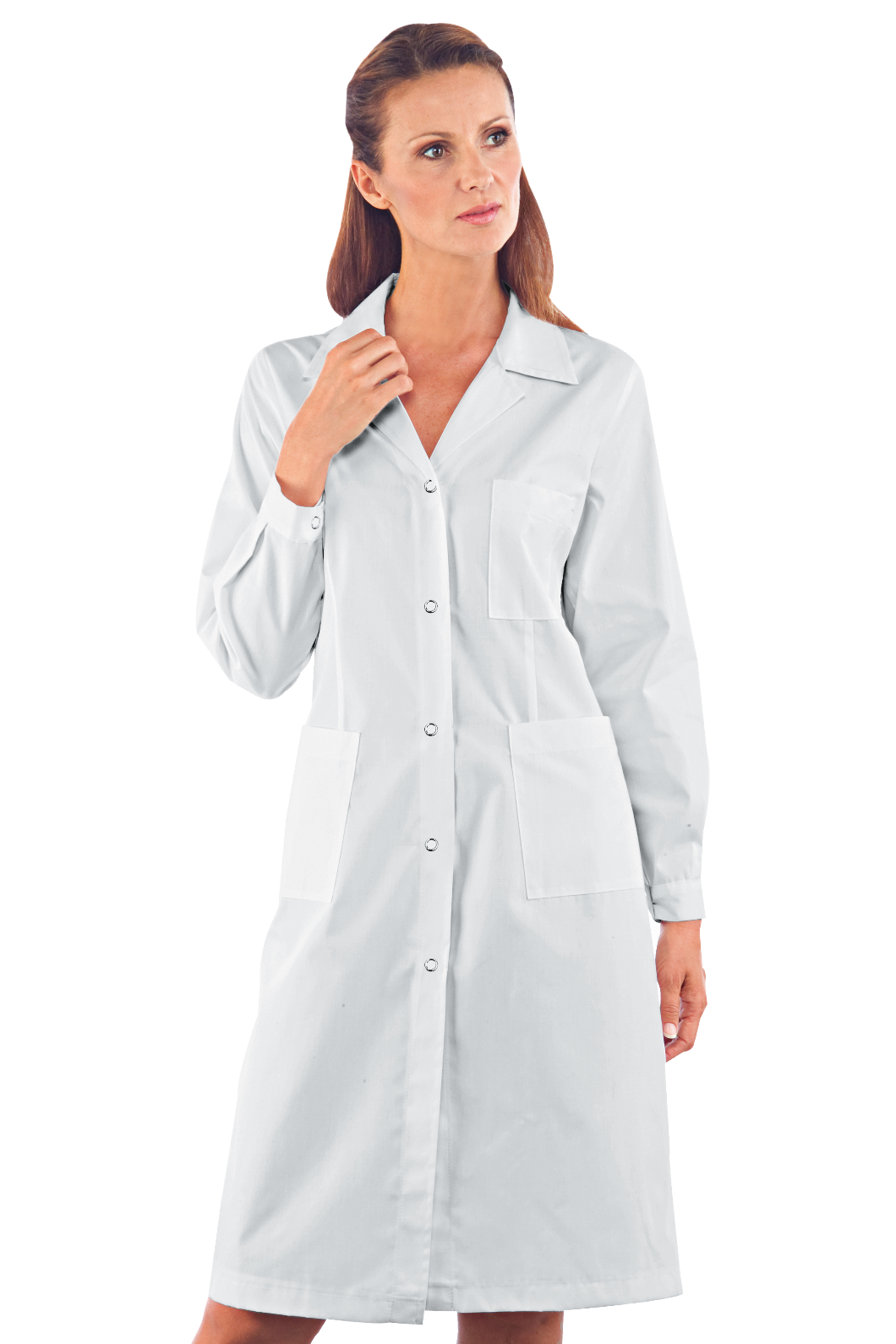 Camice Donna Bottoni a pressione- Isacco - Manica Lunga - 65% Poliestere35% Cotone150% Grm²