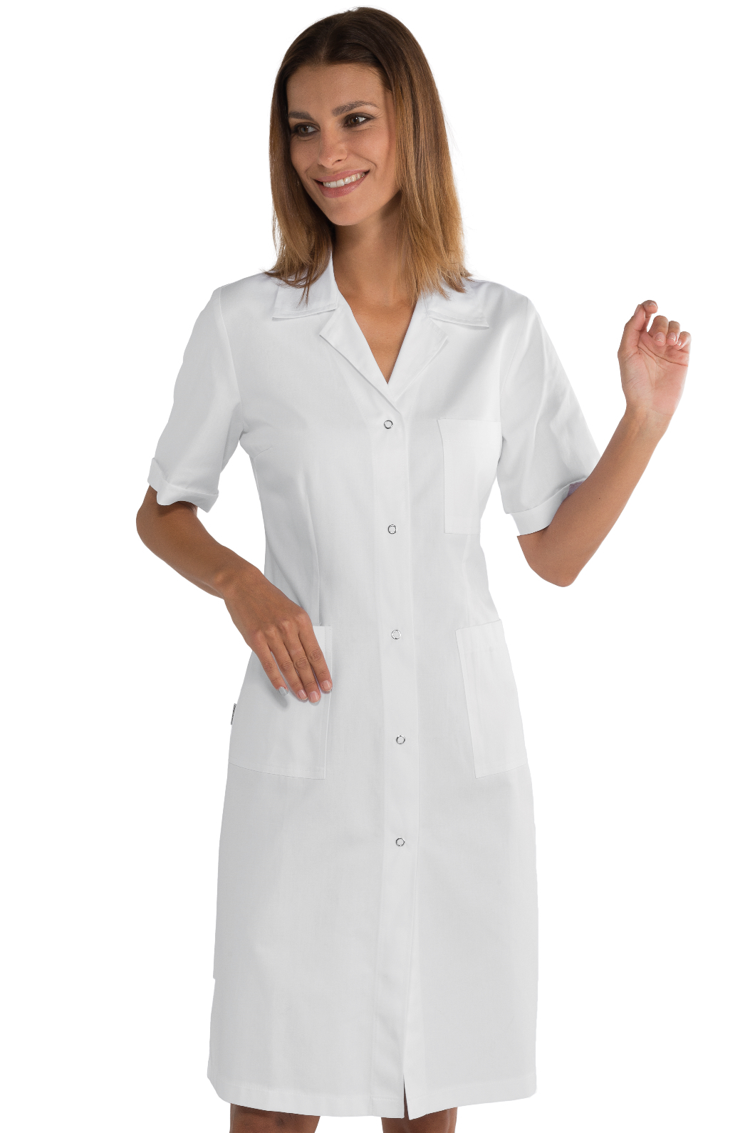 Camice Donna Bottoni a pressione- Isacco - Mezza Manica - 65% Poliestere35% Cotone150% Grm²