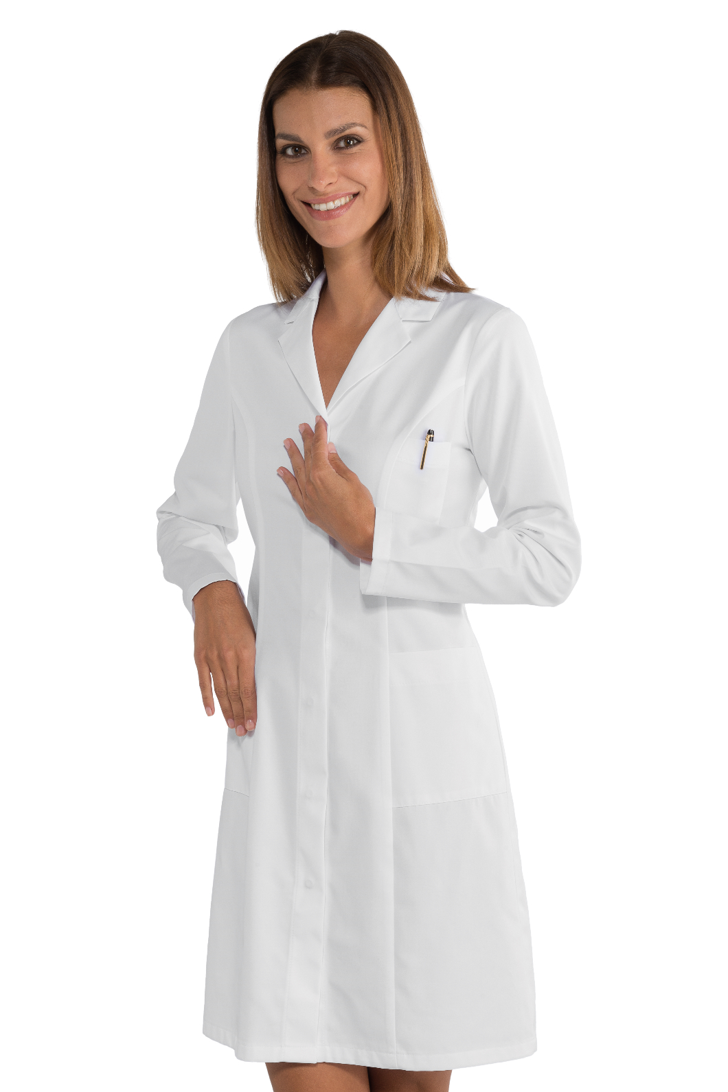 Camice Donna Valencia SLIM Bianco - Isacco - Manica Lunga - 65% Poliestere35% Cotone195% Grm²