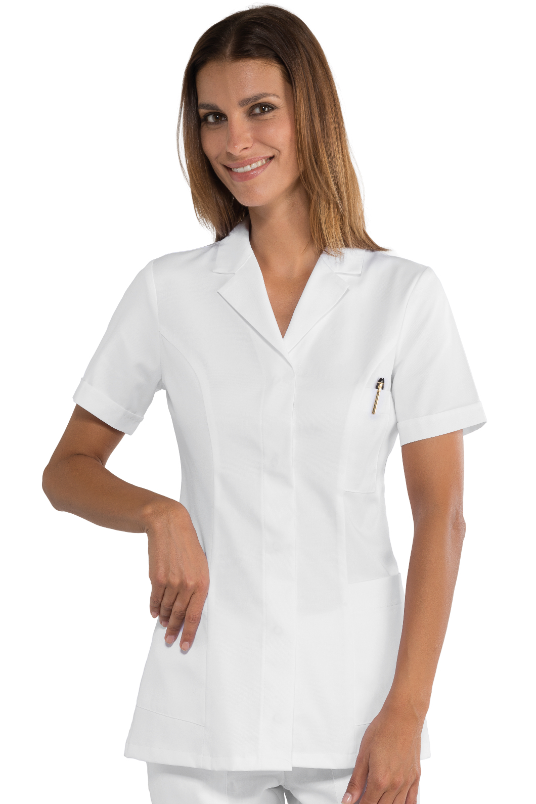Casacca Coimbra SLIM Bianco - Isacco - Mezza Manica - 100% Cotonesatin