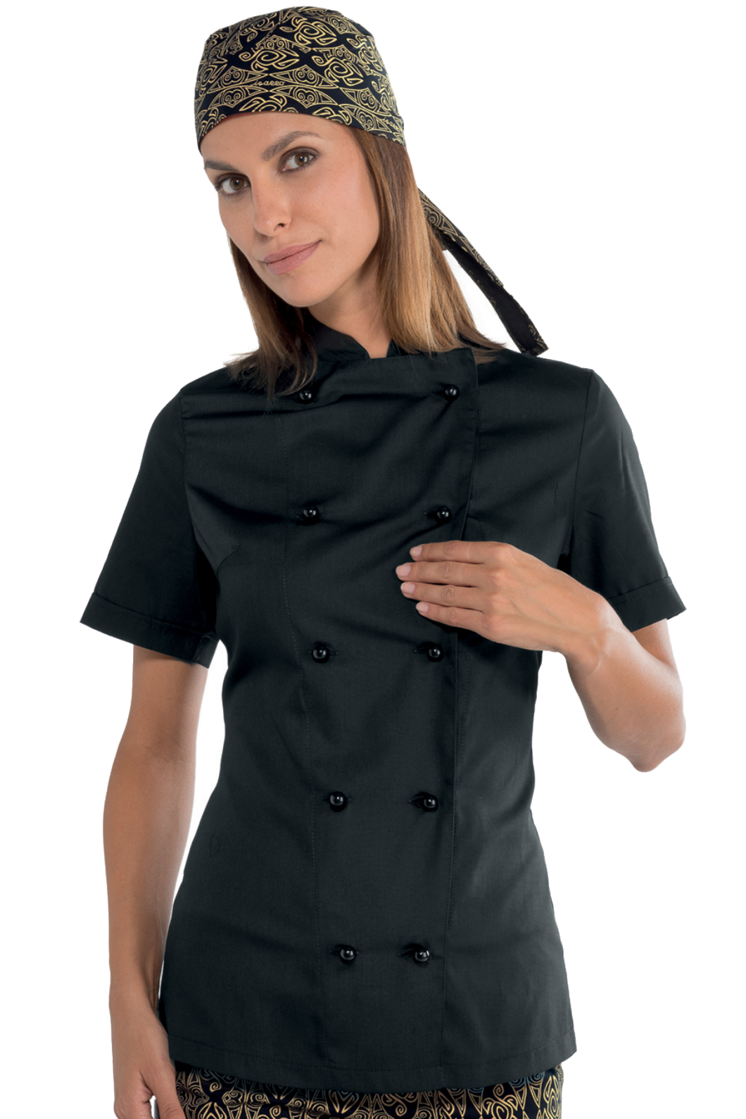 Giacca Lady Chef bottoni antipanico - Isacco - Mezza Manica - 65% Poliestere35% Cotone195% Grm²