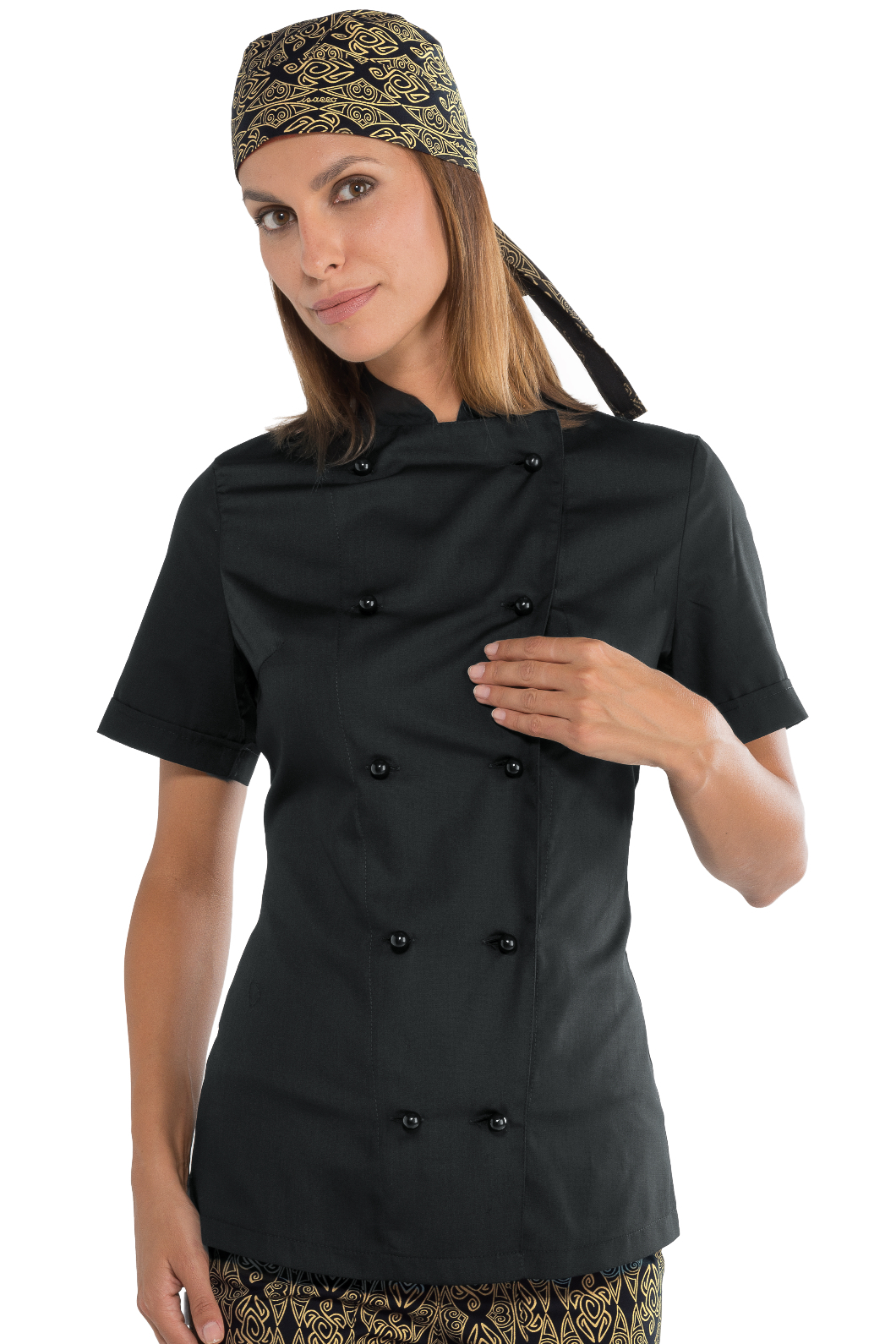Giacca Lady Chef bottoni antipanico - Isacco - Mezza Manica - 65% Poliestere35% Cotone125% Grm²