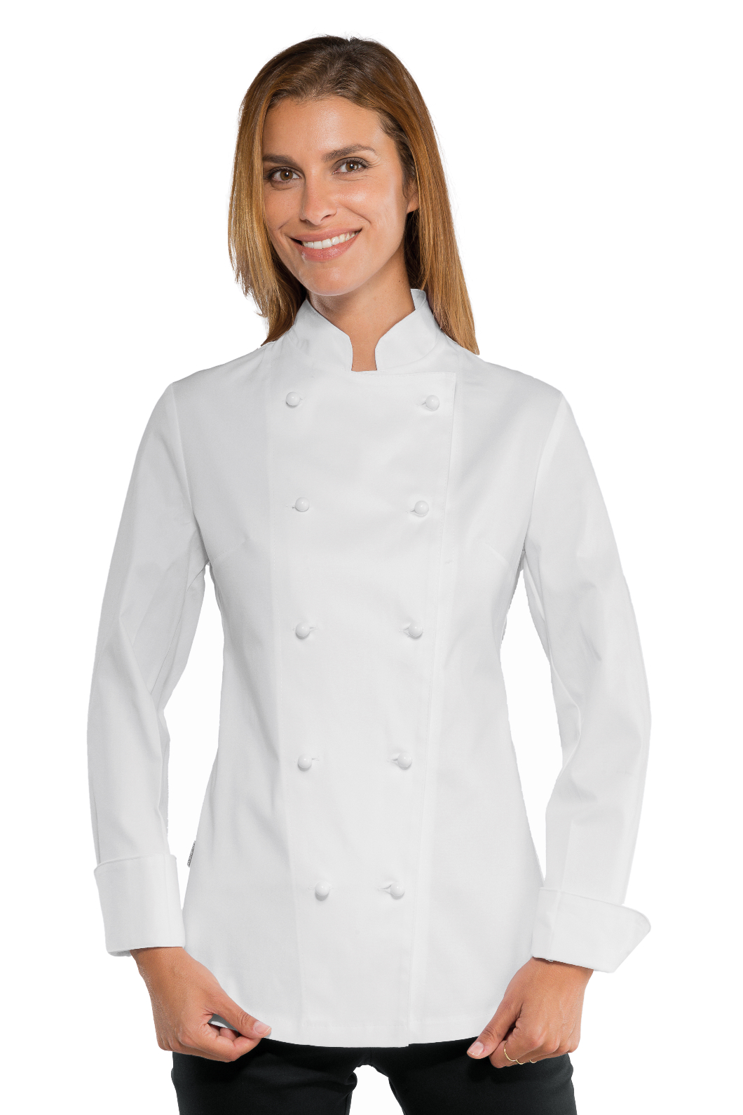 Giacca Lady Chef bottoni antipanico - Isacco - Manica Lunga - 97% Cotone3% Spandexstretch