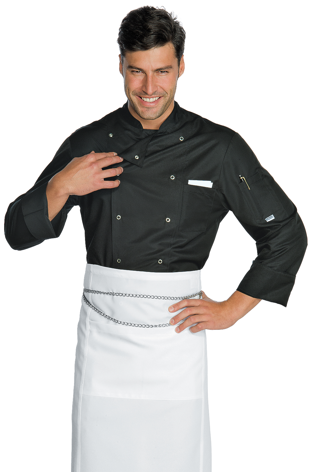 Giacca Cuoco Classica Bottoni a Pressione - Isacco - Manica Lunga - 65% Poliestere35% Cotone