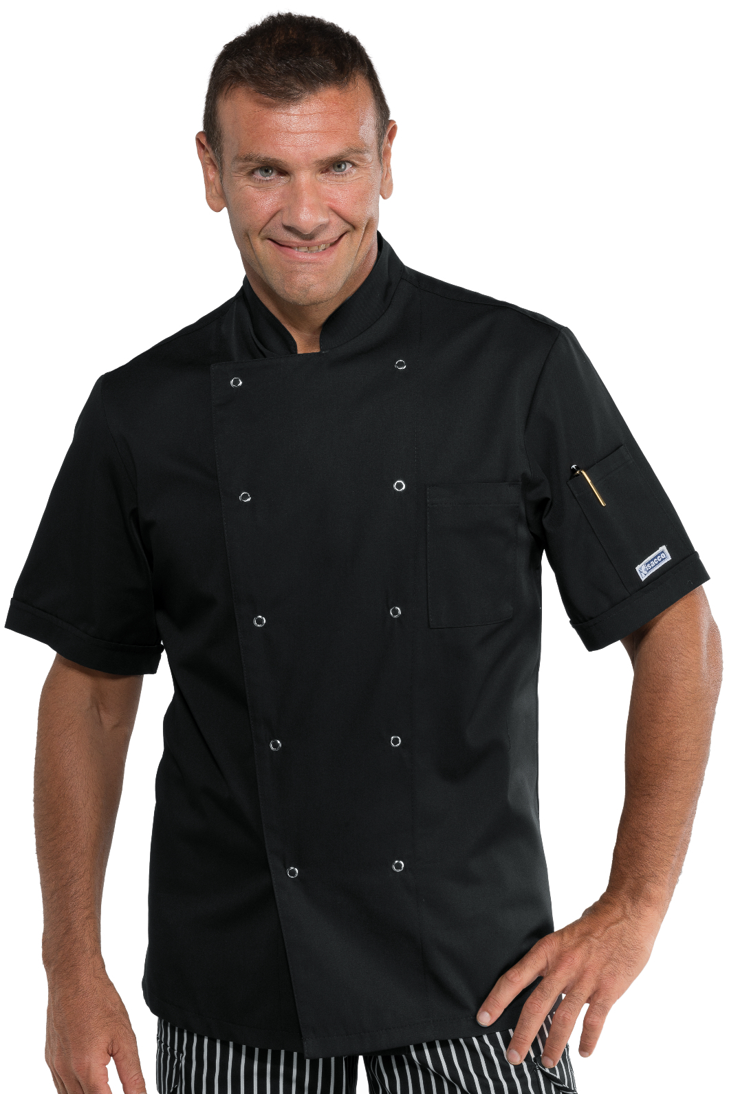 Giacca Cuoco Classica Bottoni a Pressione - Isacco - Mezza Manica - 65% Poliestere35% Cotone