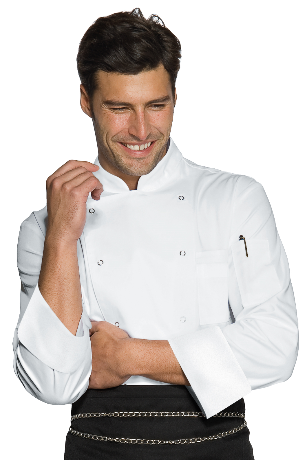 Giacca Cuoco Classica Bottoni a Pressione - Isacco - Manica Lunga - 100% Poliesteresuperdry