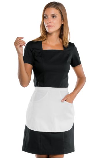 Half sleeves stretch dress with apron - Isacco Nero