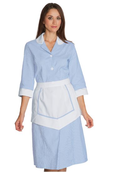 Lipari gown with apron - Isacco Light Blue Striped