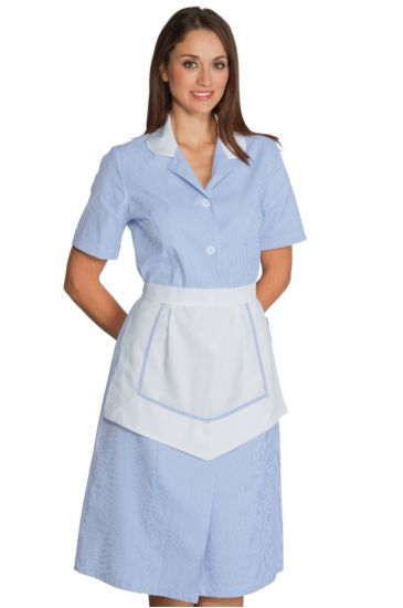 Lipari gown with apron - Isacco Light Blue Striped