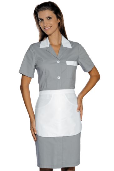 Half sleeves Positano gown with apron - Isacco Grey+white