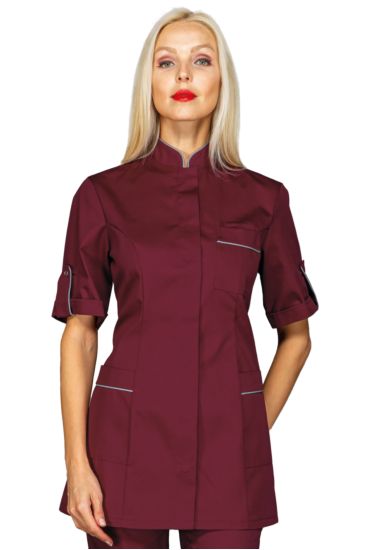 Antigua blouse Half Sleeve - Isacco Bordeaux+grey