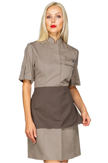 Venezia gown Half Sleeve with apron - Isacco Turtledove Colour+mud