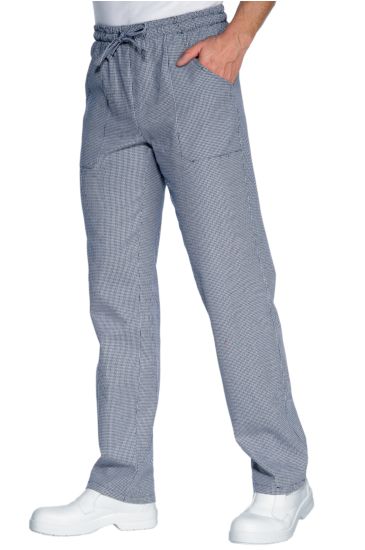 Trousers with elastic - Isacco Blue Houndstooth