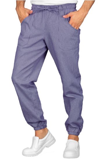 Pantagiaffa trousers with elastic - Isacco Blue Houndstooth