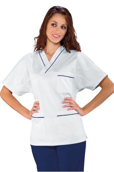 Casacca Collo a V Profilata - Isacco White+dark Blue