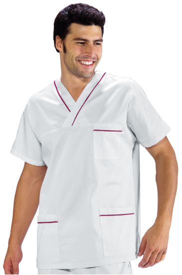 Casacca Collo a V Profilata - Isacco White+bordeaux