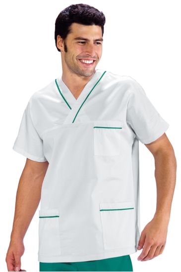 Casacca Collo a V Bianco+verde Isacco