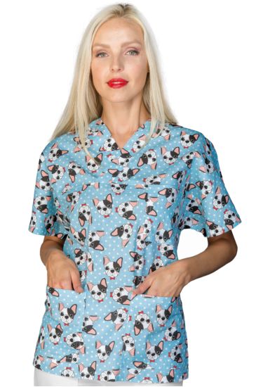 V-necked blouse - Isacco Blue Dog