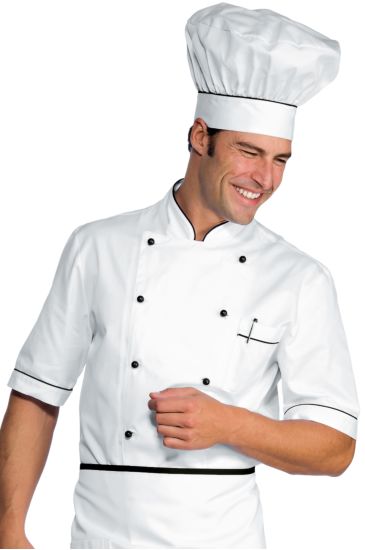 Half sleeves Alicante chef jacket - Isacco White+black