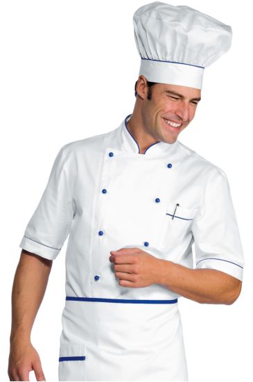 Half sleeves Alicante chef jacket - Isacco White+blue