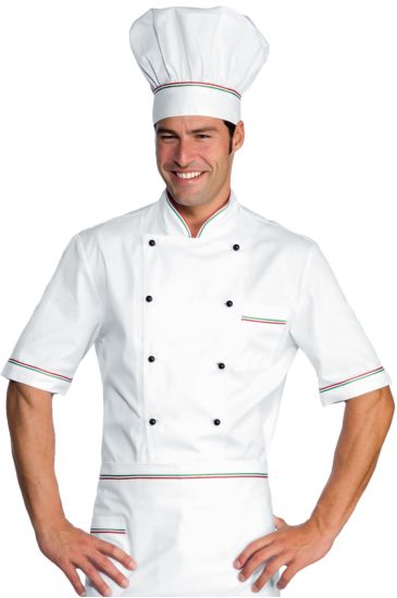 Half sleeves Alicante chef jacket - Isacco White+italy