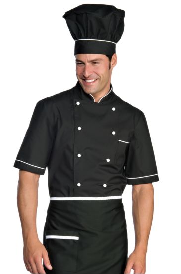 Half sleeves Alicante chef jacket - Isacco Black+white