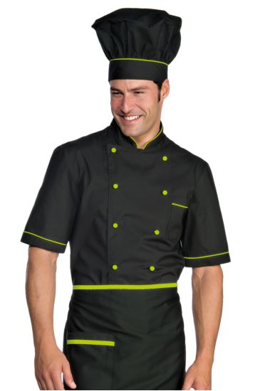 Half sleeves Alicante chef jacket - Isacco Black+apple Green