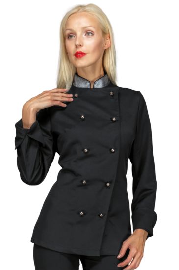 Giacca Lady Chef bottoni antipanico - Isacco Nero+lurex Silver