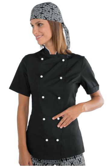 Giacca Lady Chef bottoni antipanico - Isacco Nero+bianco