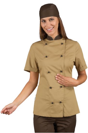 Lady Chef jacket - Isacco Biscuit Colour + Dark Brown
