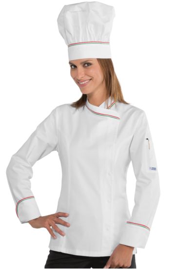 Lady Chef jacket with snaps - Isacco White+italy