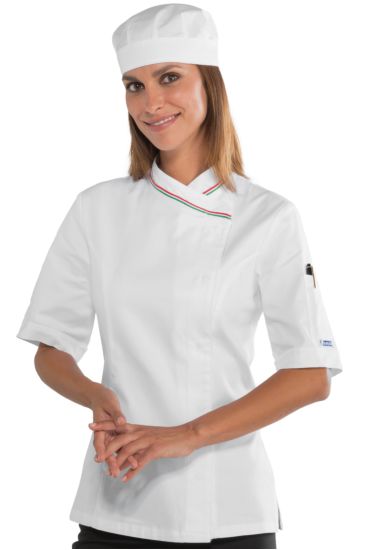 Lady Chef jacket with snaps - Isacco White+italy