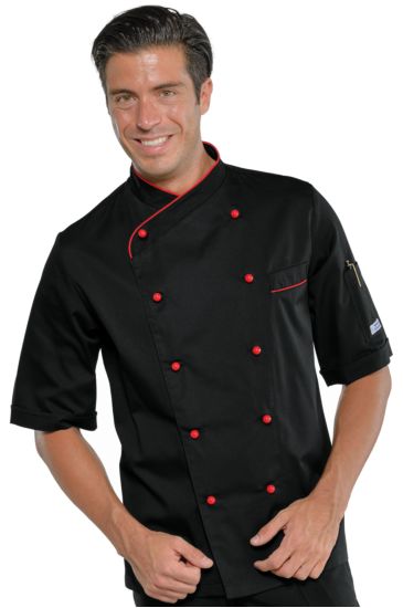 Panama chef jacket - Isacco Black+red
