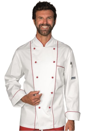 Profiled chef jacket - Isacco White+red