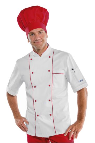 Profiled chef jacket - Isacco White+red