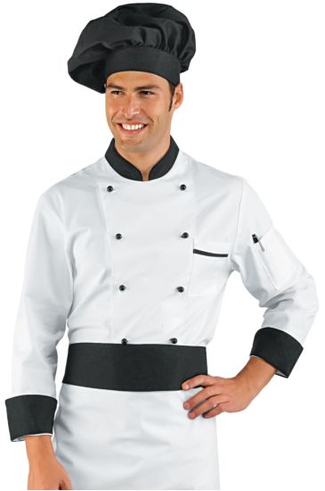 Bicolored chef jacket - Isacco White+black