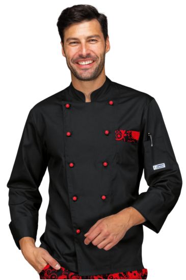 Atlanta chef jacket - Isacco Black+skull 07