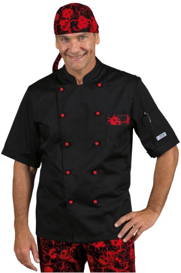 Atlanta chef jacket - Isacco Black+skull 07