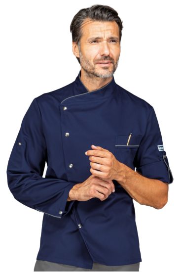 Giacca cuoco Manhattan - Isacco Grey+blue Isacco