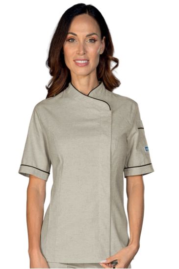 Lady Chef jacket with snaps Linen Linen Isacco