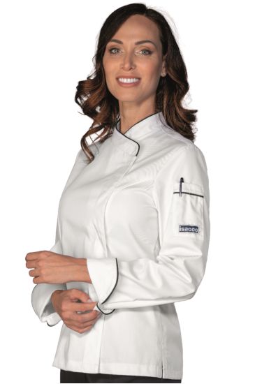 Lady Chef jacket with snaps - Isacco White+black
