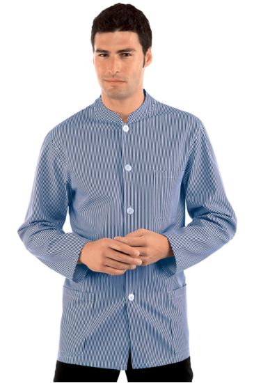 Long sleeves Korean shirt - Isacco Blue Striped
