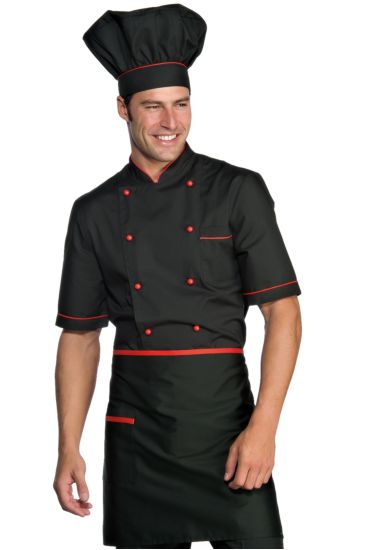Waist apron cm 70x46 with pocket - Isacco Black+red