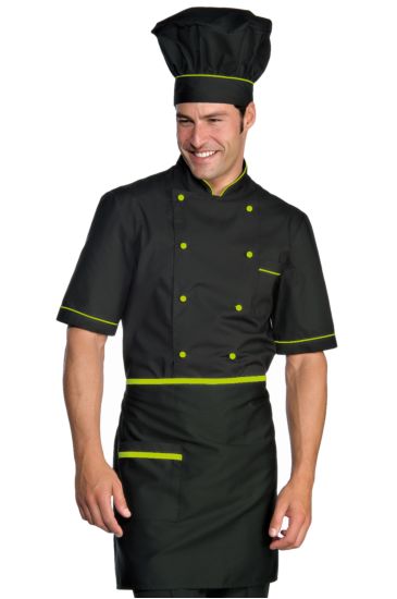 Waist apron cm 70x46 with pocket - Isacco Black+apple Green