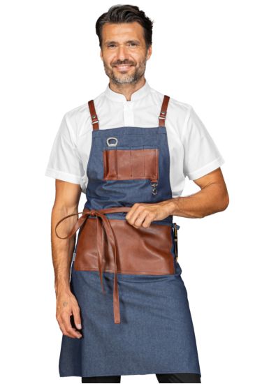 Bristol apron with leather inserts and laces - Isacco Jeans