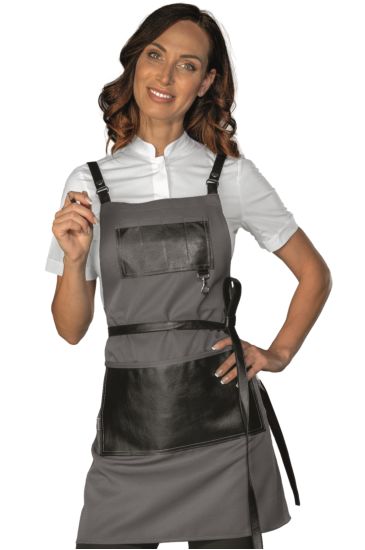 Bristol short apron with leather inserts and laces - Isacco Grey