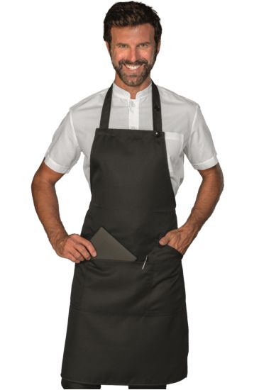 Champagne apron with central pocket - Isacco Nero