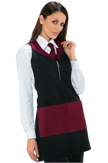 Madeira apron with zip - Isacco Black+bordeaux