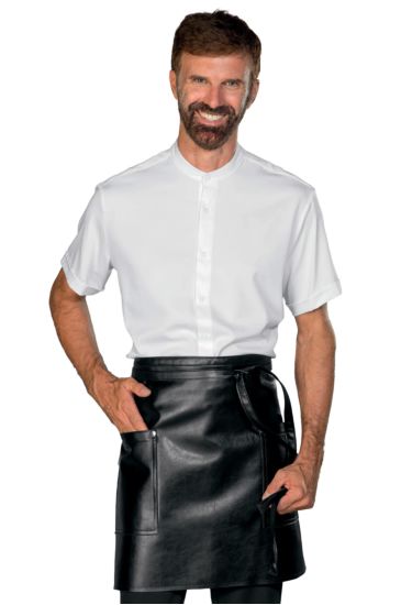 CARDIFF BLACK FAUX LEATHER APRON Black Isacco