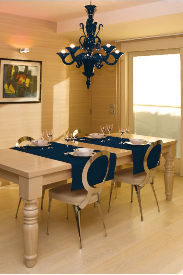 Elegance fabric table runner Blu Isacco